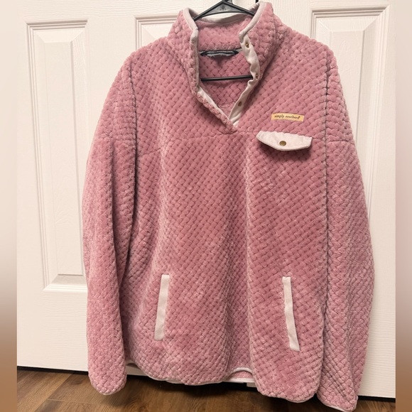 Simply Southern Tops - Simply Southern Simply Soft Sherpa Pullover in Pink (Muave) XL